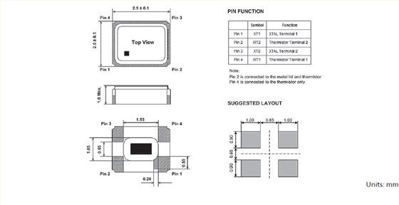 低消費石英SMD諧振器,2520無源4腳晶體,OZ晶振