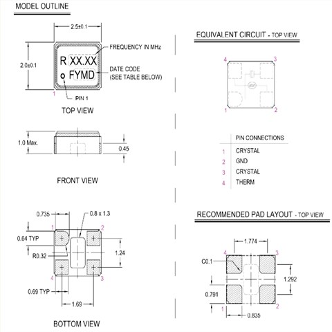 瑞康晶振,貼片晶振,RXT2520AT晶振,進口晶振