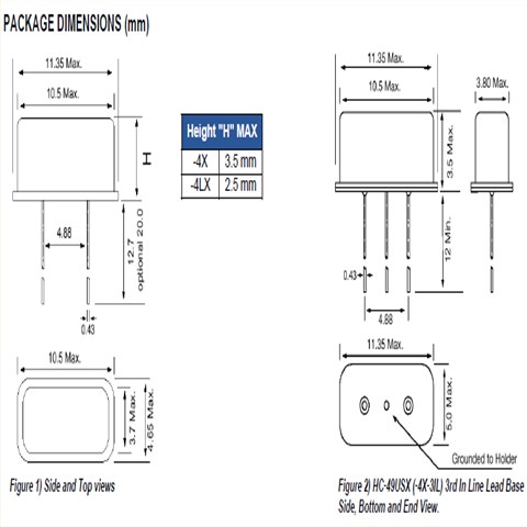 ECS-080-20-4X-DU,HC-49USX耐高溫晶振,ECS無源插件晶振
