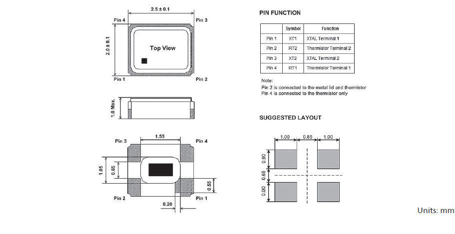 低消費(fèi)石英SMD諧振器,2520無(wú)源4腳晶體,OZ晶振
