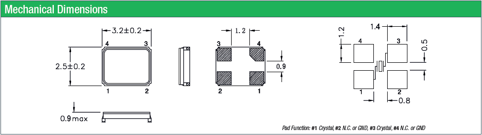 3225進口石英晶振,無源四腳SMD晶振,QC32GA晶振